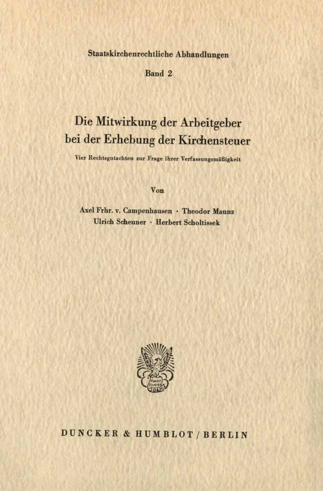Die Mitwirkung der Arbeitgeber bei der Erhebung der Kirchensteuer. main product photo