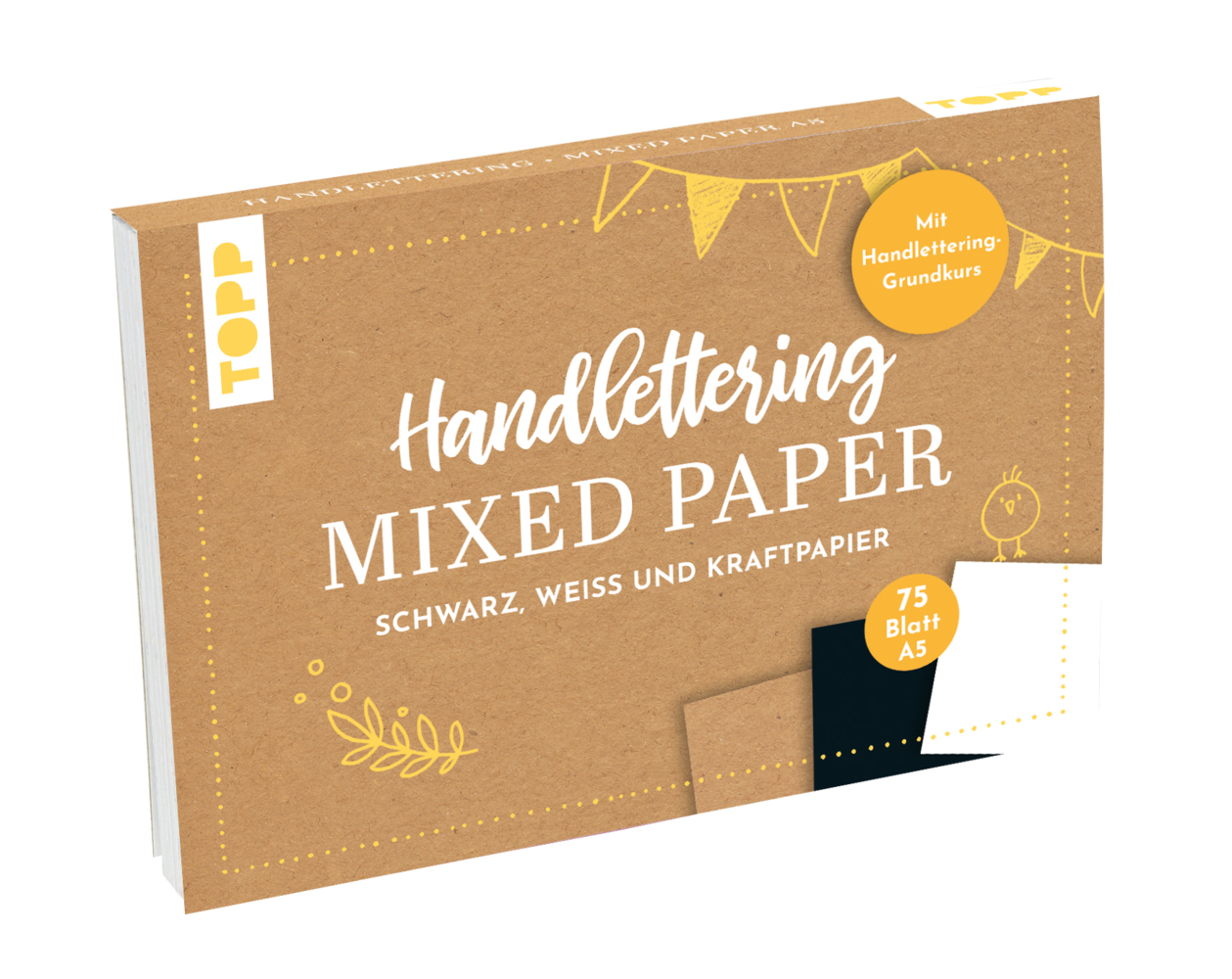 Handlettering Mixed Paper Block - Schwarz, Weiß, Kraftpapier - A5 main product photo