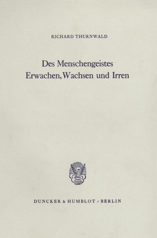 Des Menschengeistes Erwachen, Wachsen und Irren. main product photo