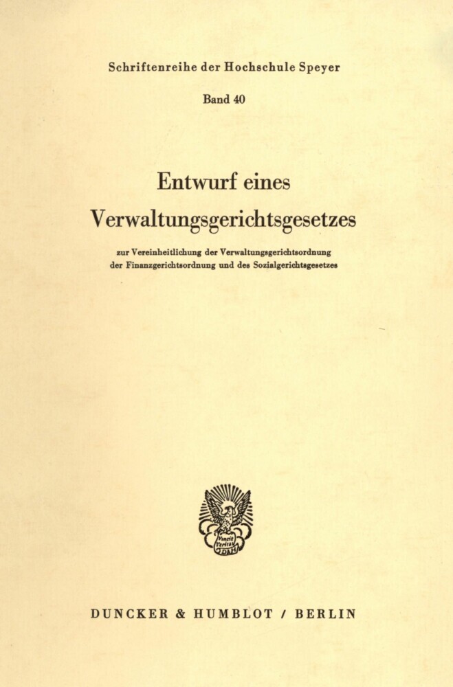 Entwurf eines Verwaltungsgerichtsgesetzes main product photo