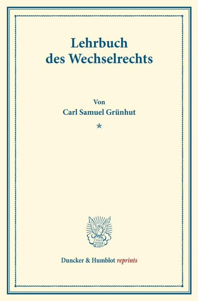 Lehrbuch des Wechselrechts. main product photo