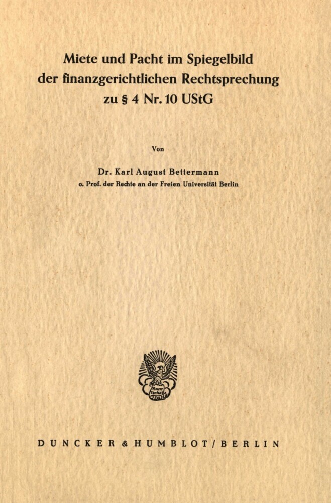 Miete und Pacht im Spiegelbild der finanzgerichtlichen Rechtsprechung zu § 4 Nr. 10 UStG. main product photo