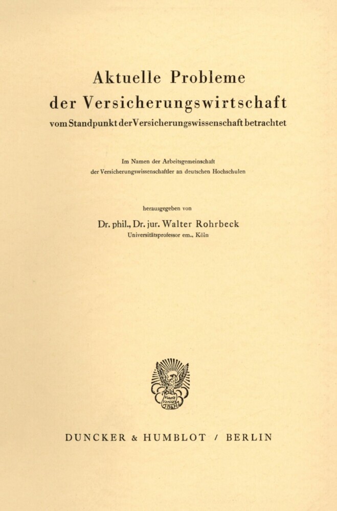 Aktuelle Probleme der Versicherungswirtschaft main product photo