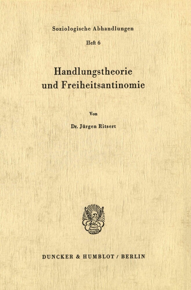 Handlungstheorie und Freiheitsantinomie. main product photo