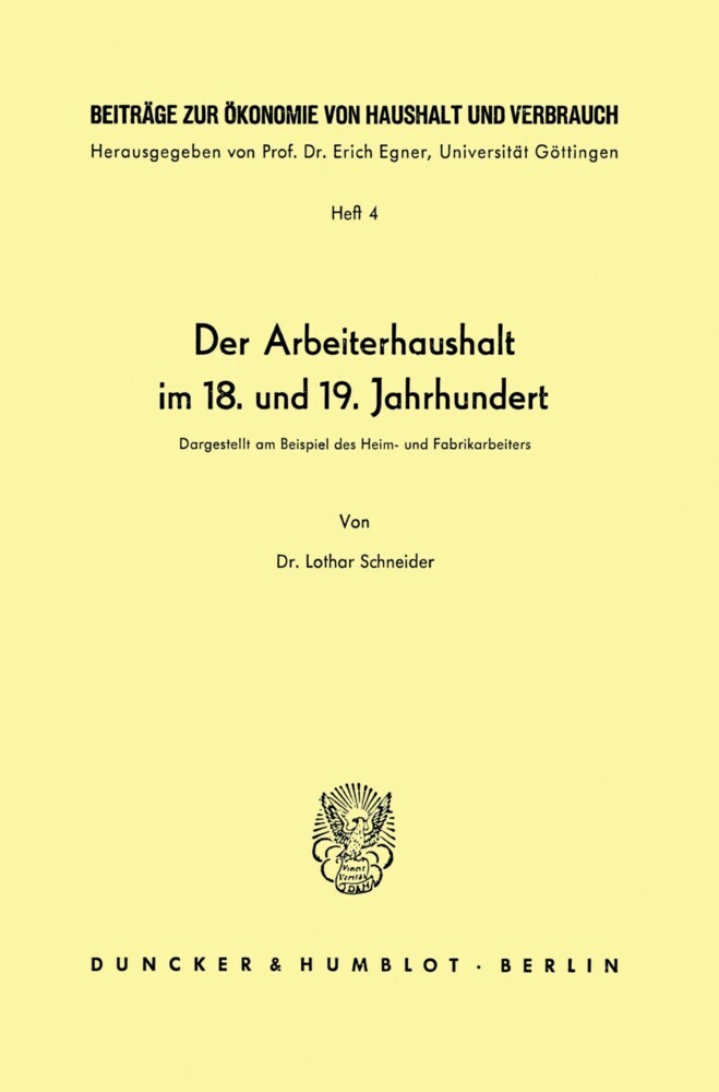 Der Arbeiterhaushalt im 18. und 19. Jahrhundert. main product photo