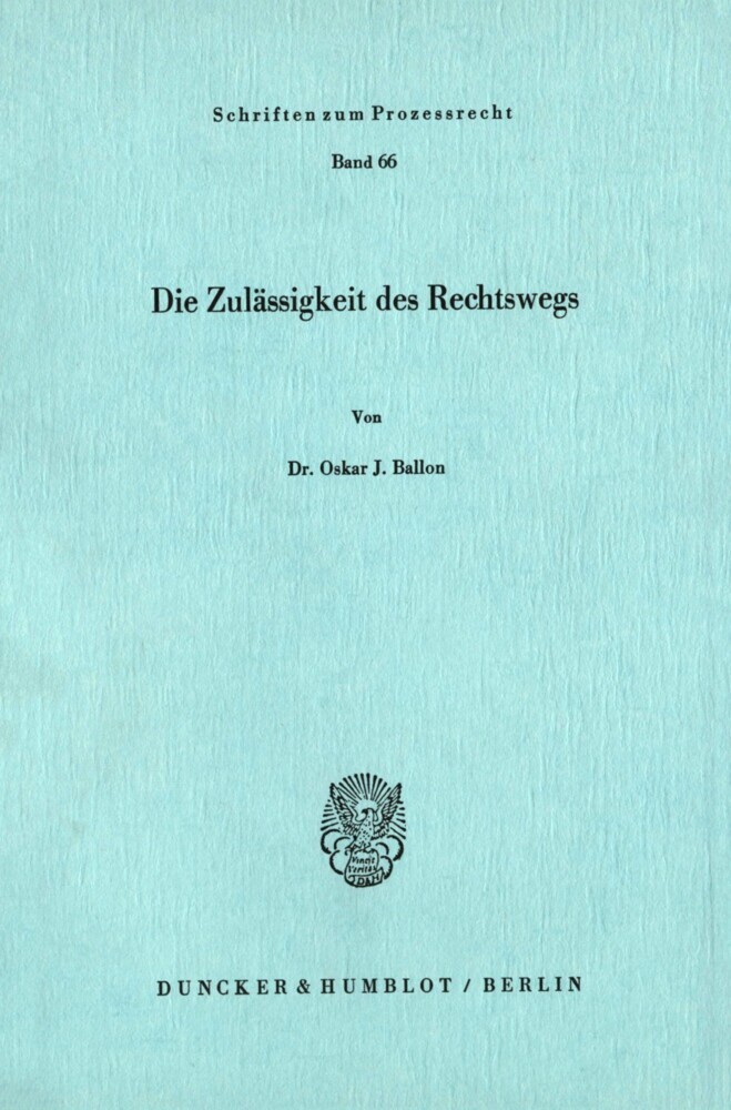 Die Zulässigkeit des Rechtswegs. main product photo