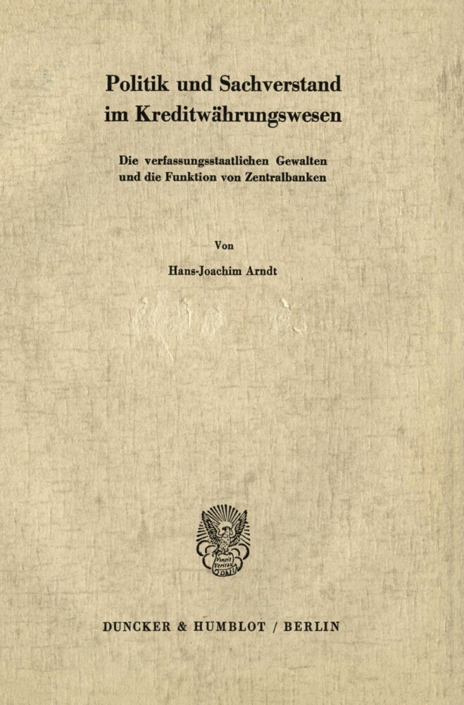 Politik und Sachverstand im Kreditwährungswesen. main product photo