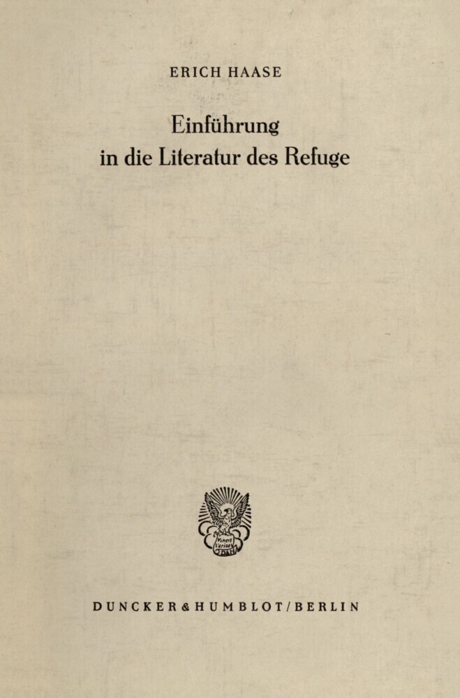 Einführung in die Literatur des Refuge. main product photo