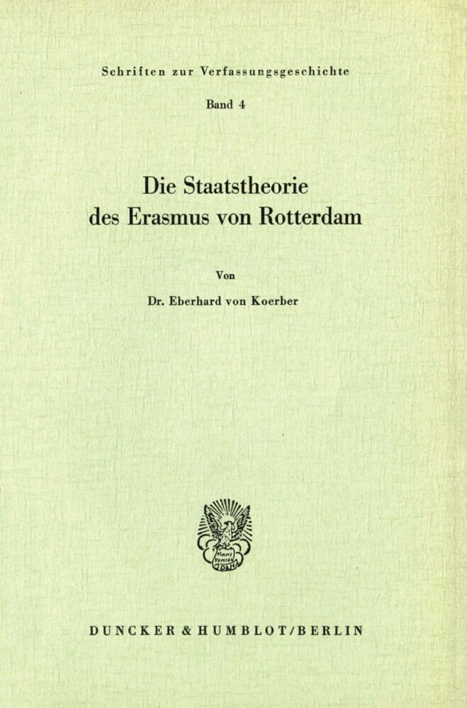 Die Staatstheorie des Erasmus von Rotterdam. main product photo