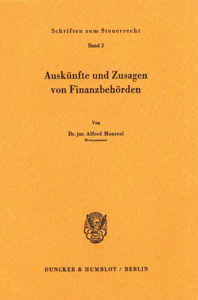 Auskünfte und Zusagen von Finanzbehörden. main product photo
