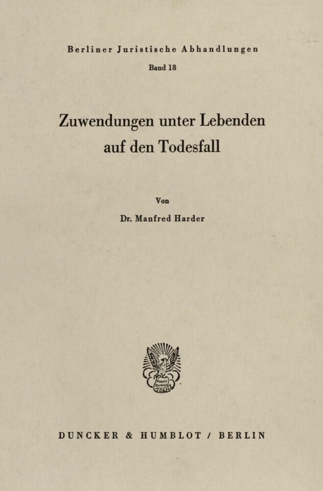 Zuwendungen unter Lebenden auf den Todesfall. main product photo