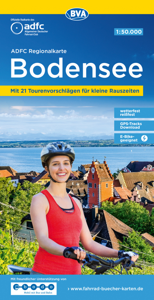 ADFC-Regionalkarte Bodensee, 1:50.000, reiß- und wetterfest, mit kostenlosem GPS-Download der Touren via BVA-website oder Karten-App main product photo