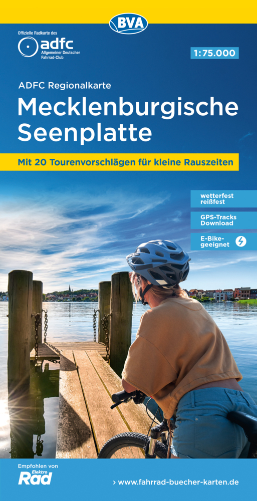 ADFC-Regionalkarte Mecklenburgische Seenplatte 1:75.000, reiß- und wetterfest, mit kostenlosem GPS-Download der Touren via BVA-website oder Karten-App main product photo