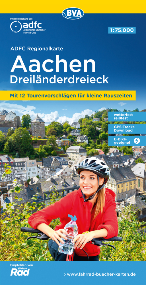 ADFC-Regionalkarte Aachen Dreiländereck, 1:75.000, reiß- und wetterfest, mit kostenlosem GPS-Download der Touren via BVA-website oder Karten-App main product photo