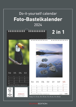 Foto-Bastelkalender schwarz 2024 - 21 x 29,7 - Do it yourself calendar 
