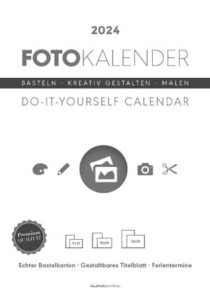 Foto-Bastelkalender schwarz 2024 - 21 x 29,7 - Do it yourself calendar 