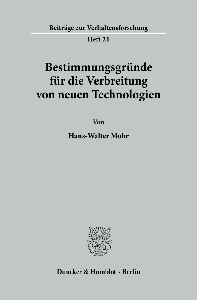 Bestimmungsgründe für die Verbreitung von neuen Technologien. main product photo