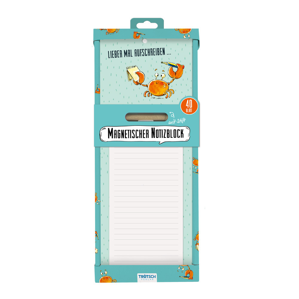 Trötsch Notizblock mit Stift und Magnet Krabbe main product photo