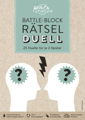 Battle-Block Rätsel-Duell | Spieleblock mit 25 Duellen für je 2 Spieler