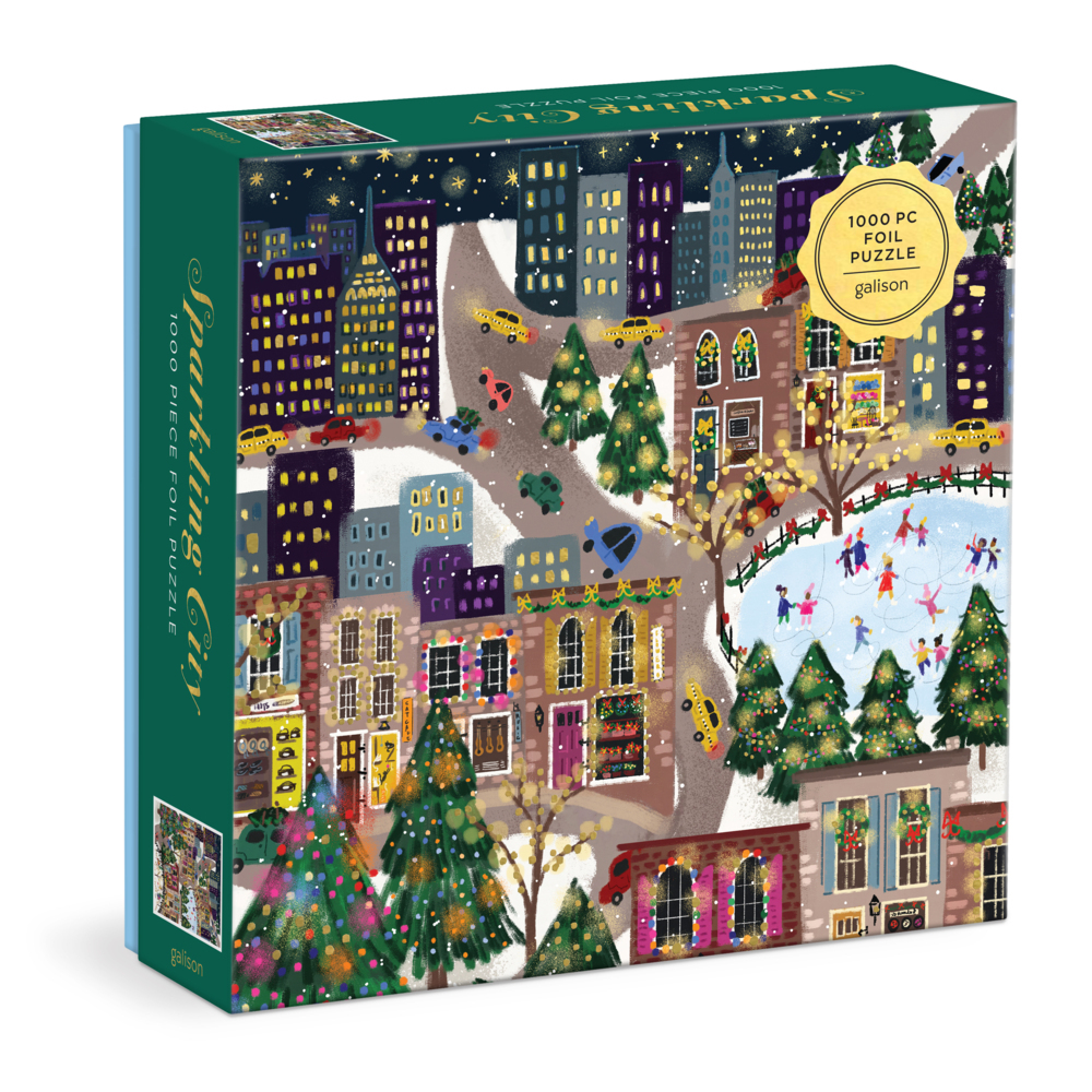 Joy Laforme Sparkling City 1000 Piece Foil Puzzle In a Square Box main product photo