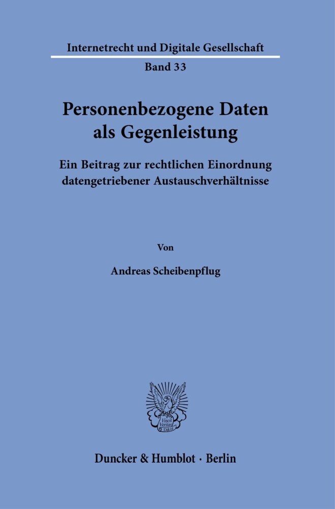 Personenbezogene Daten als Gegenleistung. main product photo