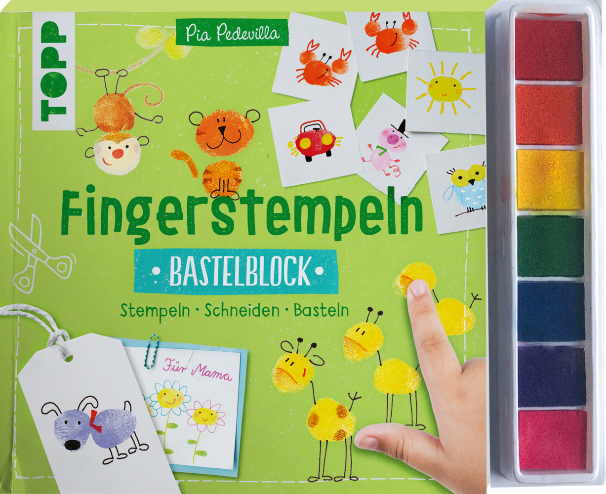 Fingerstempeln. Bastelblock mit Stempelfarbe main product photo