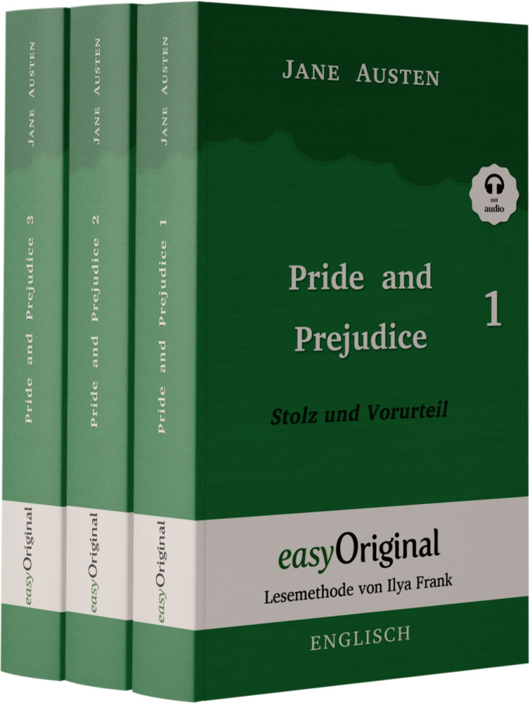 Pride and Prejudice / Stolz und Vorurteil - Teile 1-3 Softcover (Buch + 3 MP3 Audio-CD) - Lesemethode von Ilya Frank - Zweisprachige Ausgabe Englisch-Deutsch, m. 1 Audio-CD, m. 1 Audio, m. 1 Audio, 3 Teile main product photo