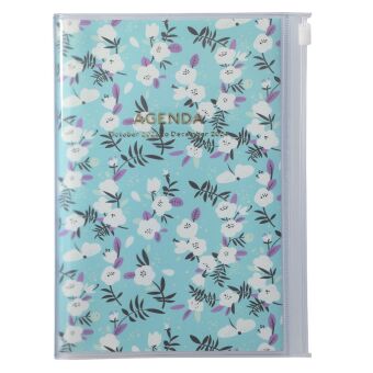 MARK'S 2023/2024 Taschenkalender B6 vertikal, Flower Pattern, Turqoise