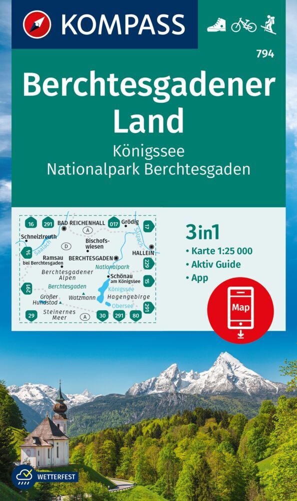 KOMPASS Wanderkarte 794 Berchtesgadener Land, Königssee, Nationalpark Berchtesgaden 1:25.000 main product photo