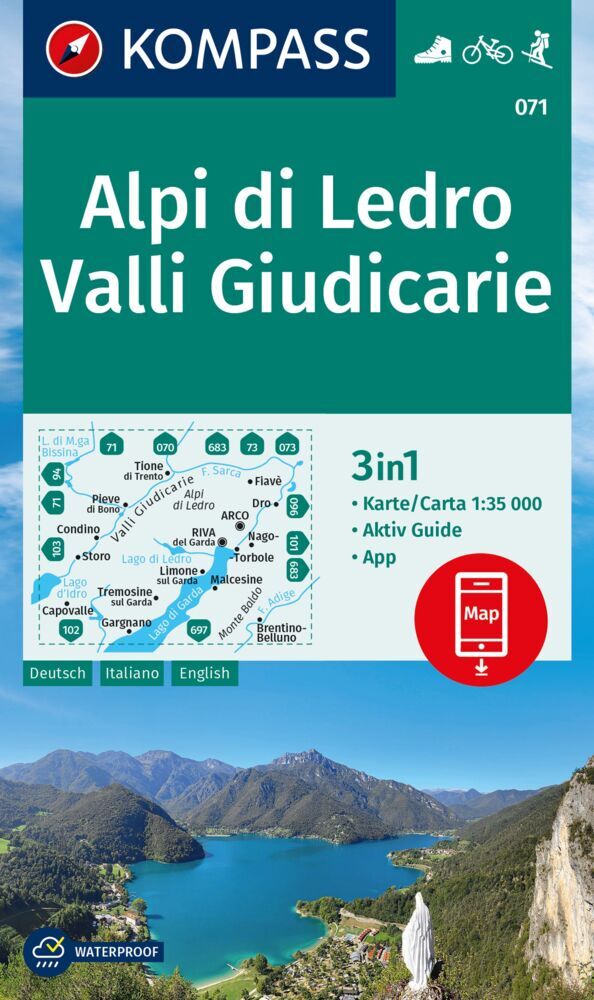KOMPASS Wanderkarte 071 Alpi di Ledro, Valli Giudicarie 1:35.000 main product photo