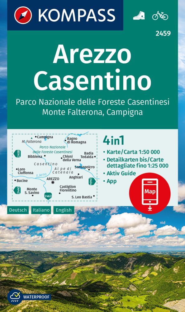 KOMPASS Wanderkarte 2459 Arezzo, Casentino, Parco Nazionale delle Foreste Casentinesi, Monte Falterona, Campigna 1:50.000 main product photo