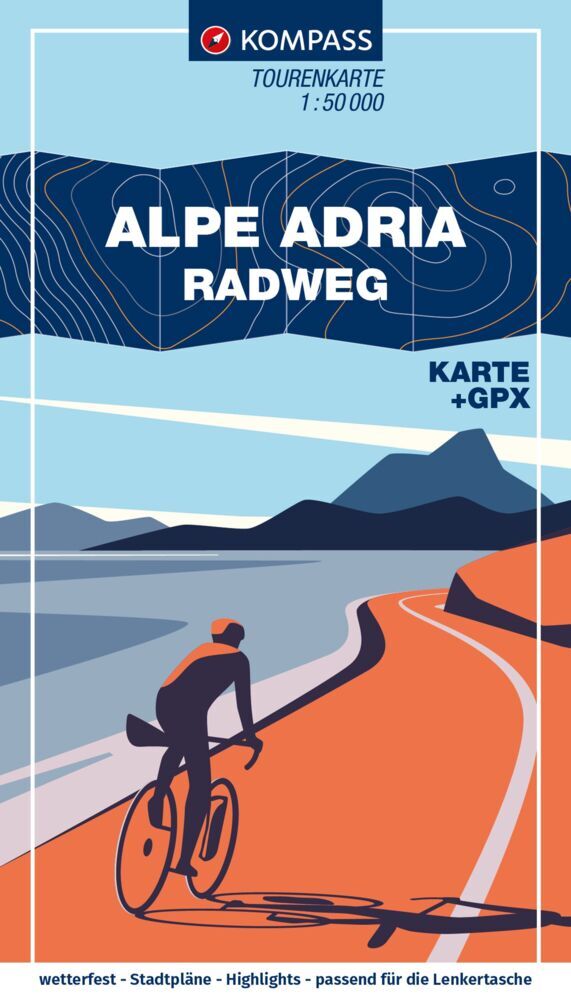 KOMPASS Fahrrad-Tourenkarte Alpe Adria Radweg 1:50.000 main product photo