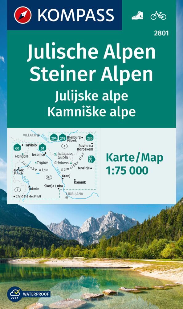 KOMPASS Wanderkarte 2801 Julische Alpen/Julijske alpe, Steiner Alpen/Kamniske alpe 1:75.000 main product photo