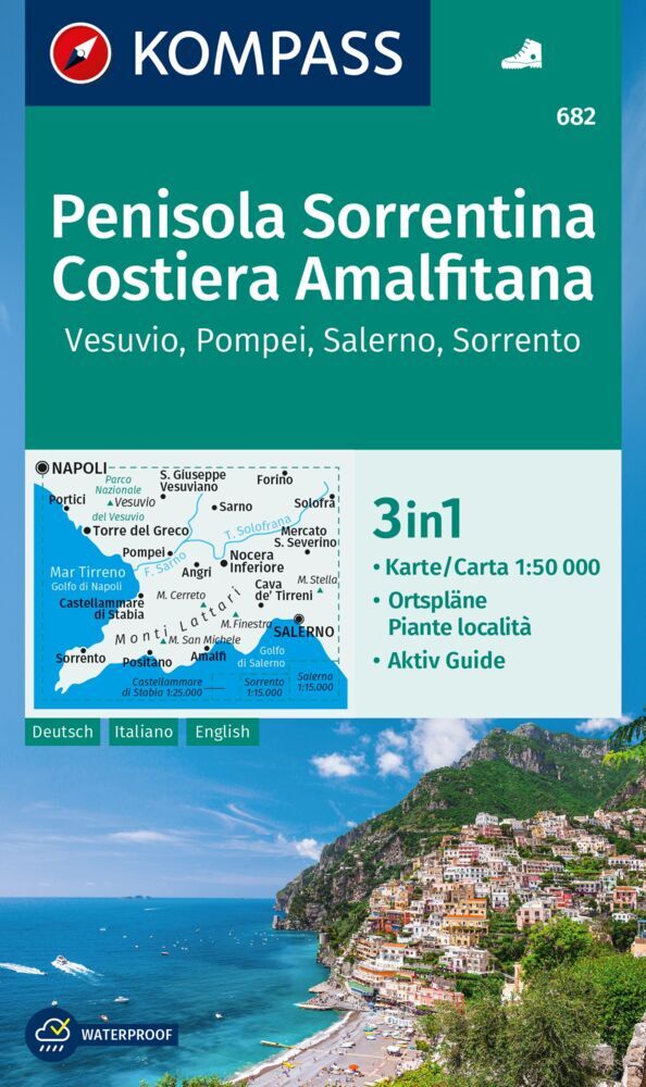 KOMPASS Wanderkarte 682 Penisola Sorrentina, Costiera Amalfitana, Vesuvio, Pompei, Salerno, Sorrento 1:50.000 main product photo