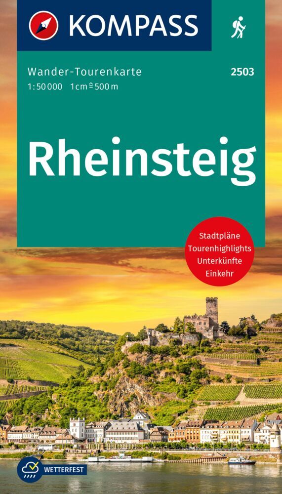 KOMPASS Wander-Tourenkarte Rheinsteig 1:50.000 main product photo
