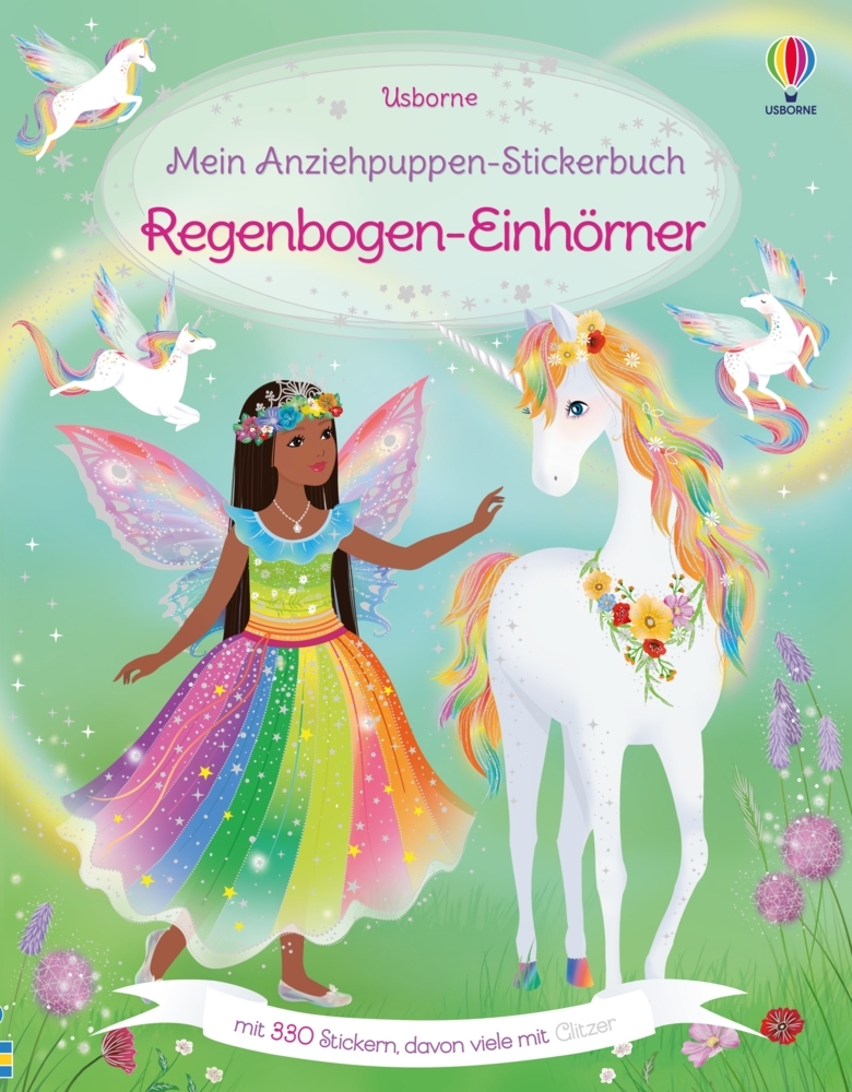 Mein Anziehpuppen-Stickerbuch: Regenbogen-Einhörner main product photo