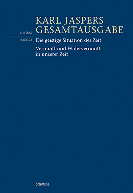 Die geistige Situation der Zeit / Vernunft und Widervernunft in unserer Zeit main product photo