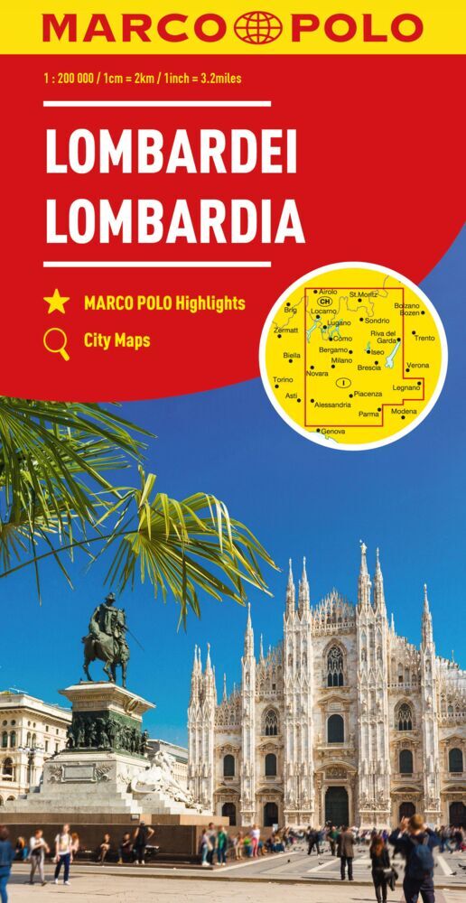 MARCO POLO Regionalkarte Italien 02 Lombardei, Oberitalienische Seen 1:200.000 main product photo