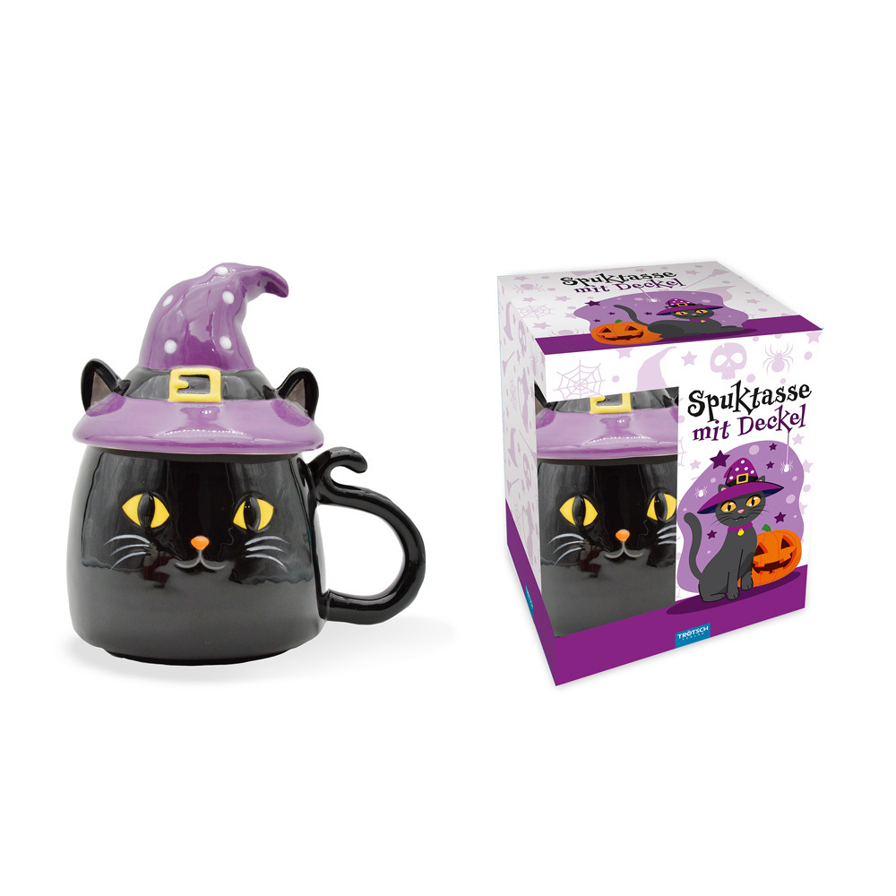 Trötsch Spuktasse mit Deckel Katze Keramiktasse Halloween main product photo