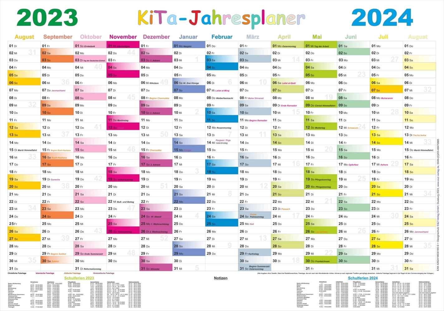 Kita-Jahresplaner 2023/2024-Set, m. 2 Beilage, 2 Teile main product photo