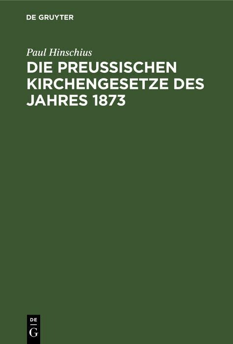 Die preußischen Kirchengesetze des Jahres 1873 main product photo