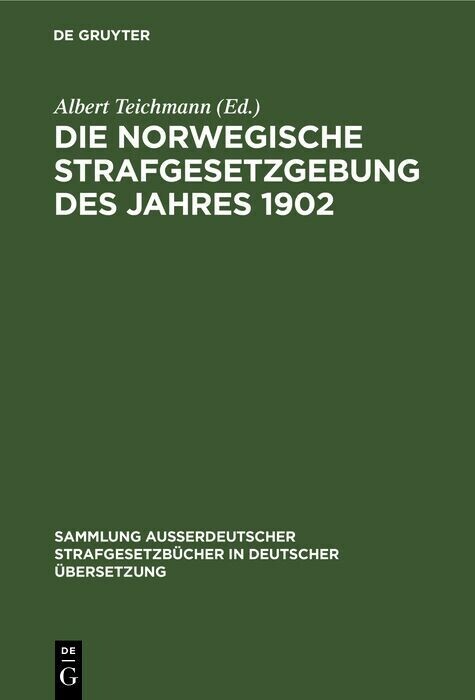 Die norwegische Strafgesetzgebung des Jahres 1902 main product photo