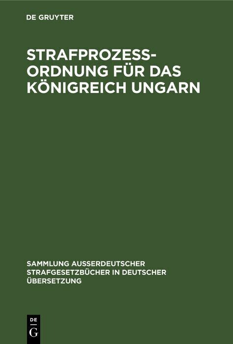 Strafprozess-Ordnung für das Königreich Ungarn main product photo