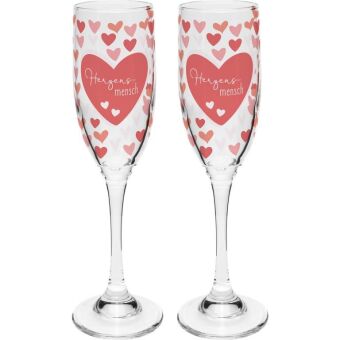 Sektglas Set Motiv "HERZENS"