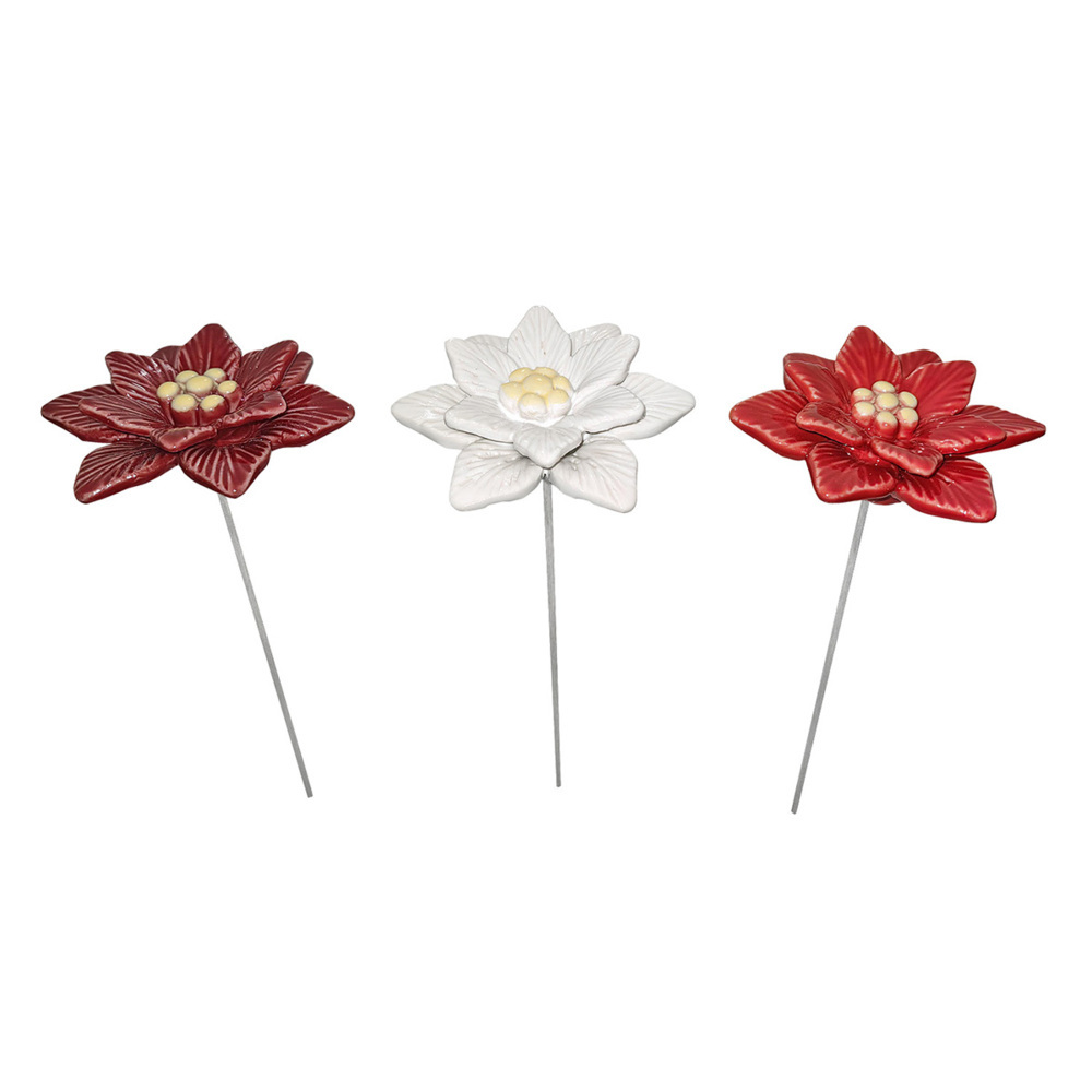 3er-Set Blumenstecker »Weihnachtsstern« aus Keramik main product photo