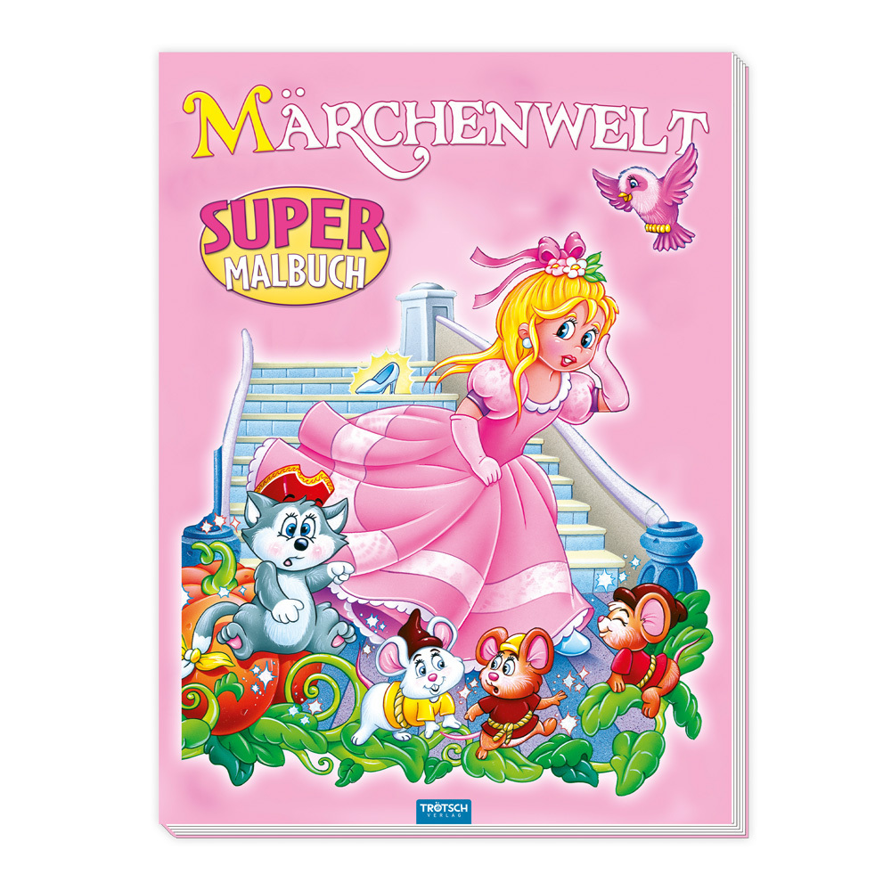 TRÖTSCH - Supermalbuch Märchenwelt | Zauberhaftes Malbuch mit 48 farbigen Malvorlagen beliebter Märchenfiguren. Ausmalbuch für Buntstifte, Wasserfarben und Wachsmalstifte | Ab 3 Jahren main product photo