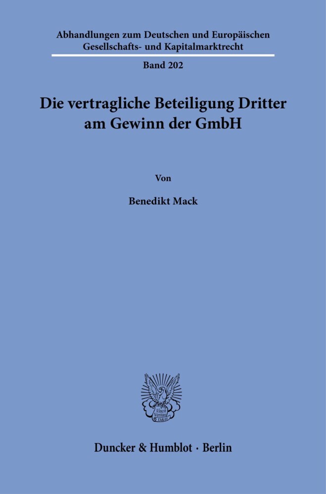 Die vertragliche Beteiligung Dritter am Gewinn der GmbH. main product photo