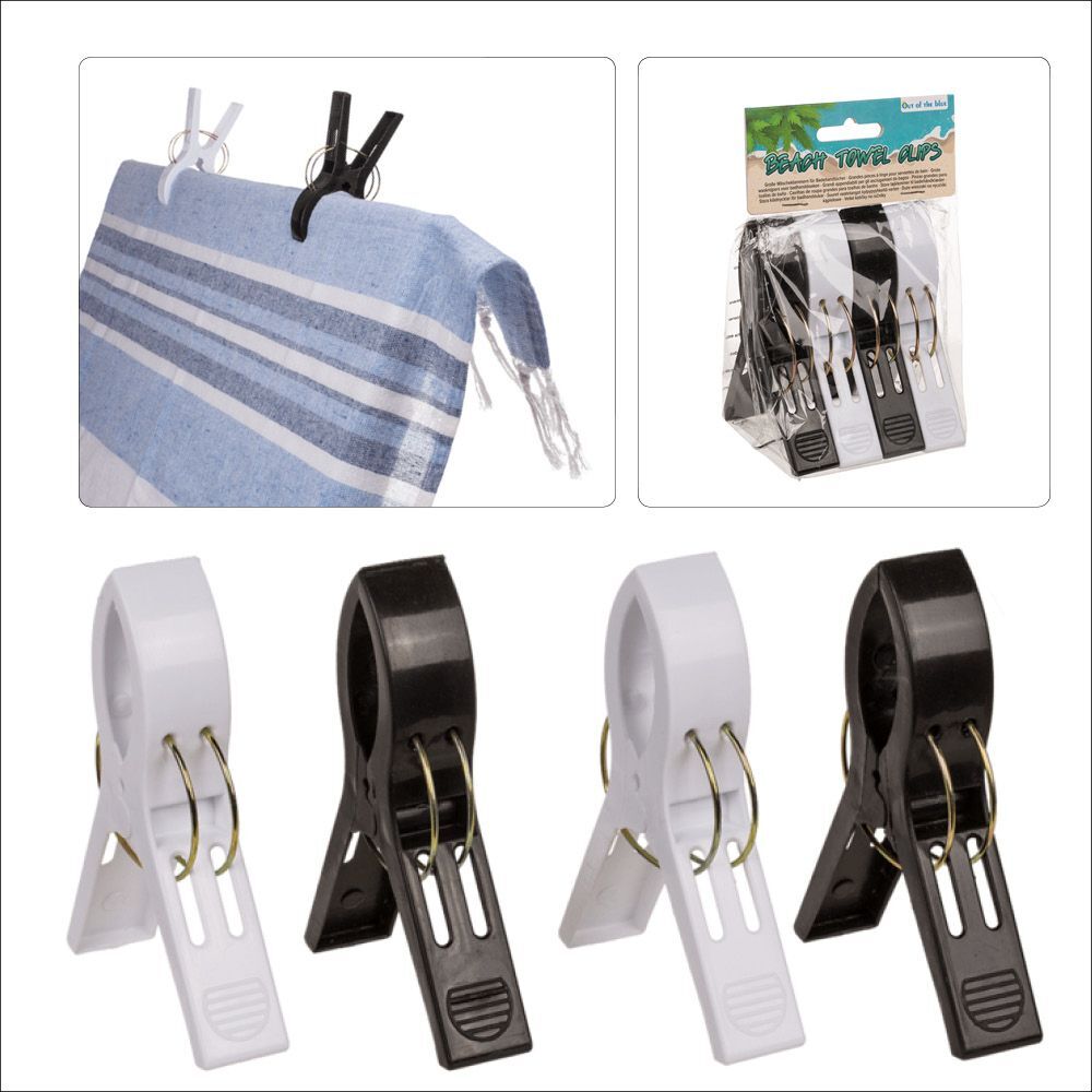 Wäscheklammer groß für Badetücher, schwarzweiß, 4er Set main product photo