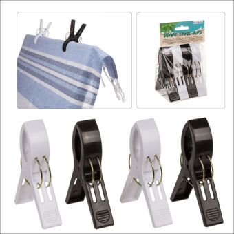 Wäscheklammer groß für Badetücher, schwarzweiß, 4er Set