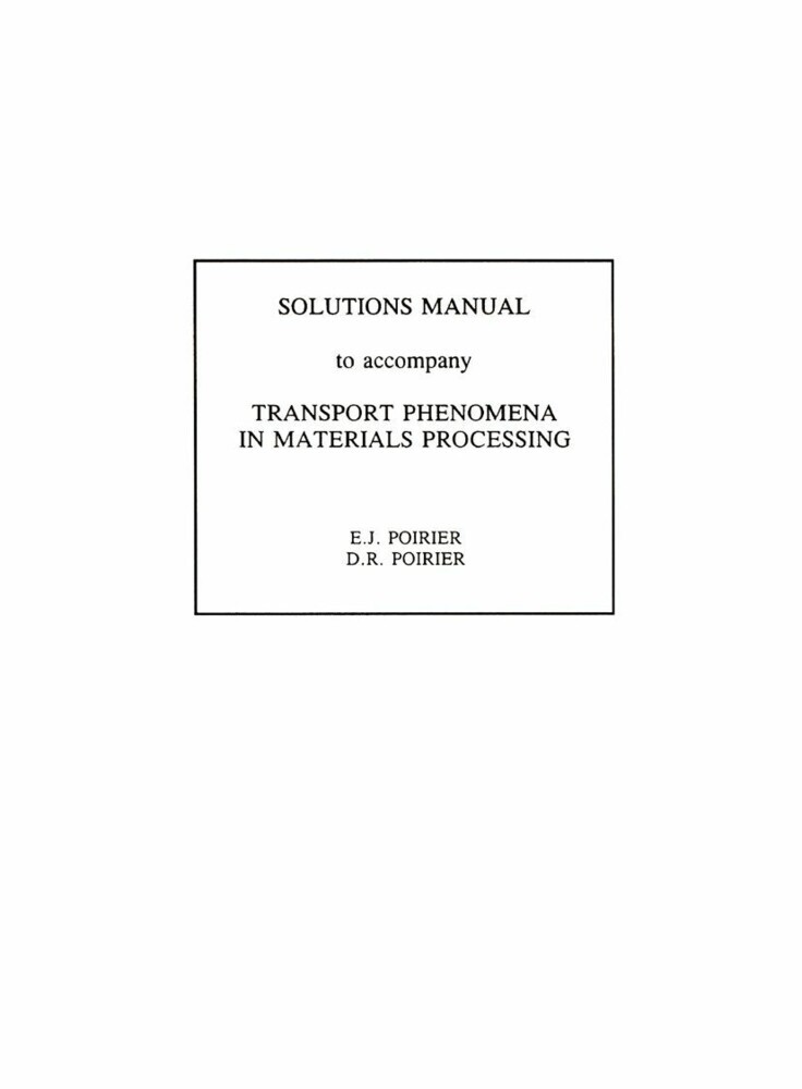 Transport Phenomena in Materials Processing main product photo